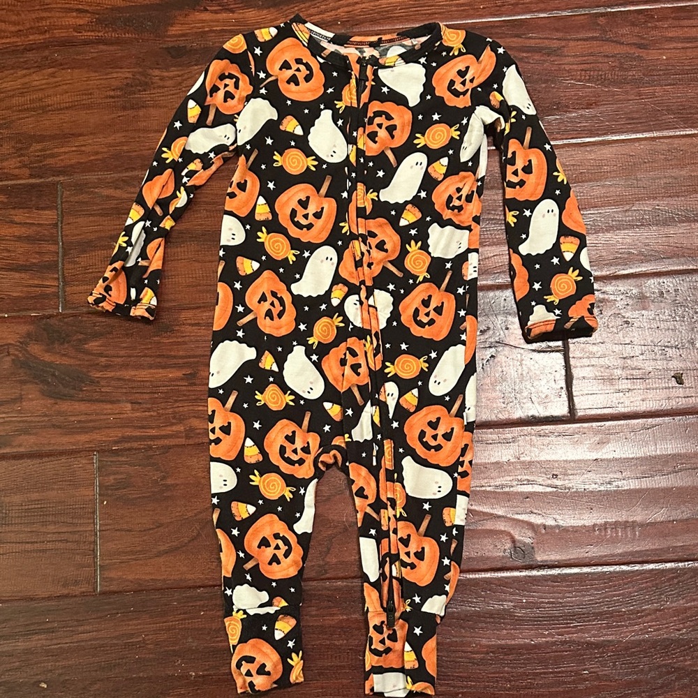 Bums & Roses Bamboo Halloween Pumpkin and Ghost Kids One Piece Pajamas